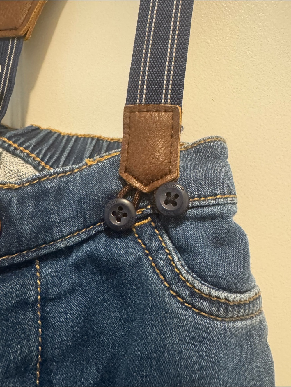 Blue Denim Jeans with Suspenders - Picture 2 of 8